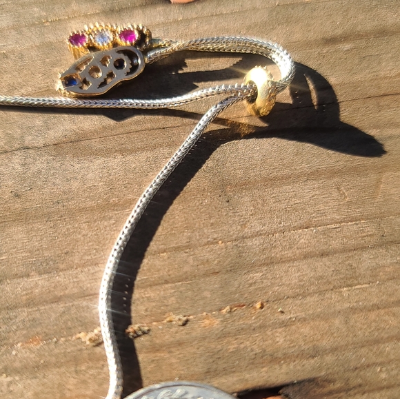 Topaz &Ruby Dual bronze Snake Adjustable .925 sterling Bracelet - Picture 10 of 12